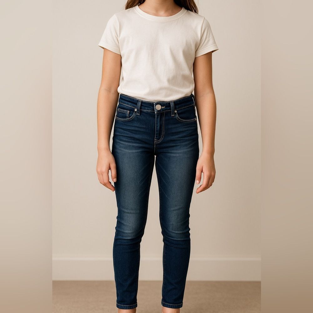 Pink Latte Girls Size 12 Dark Wash Skinny Stretch Jeans Mid Rise Denim